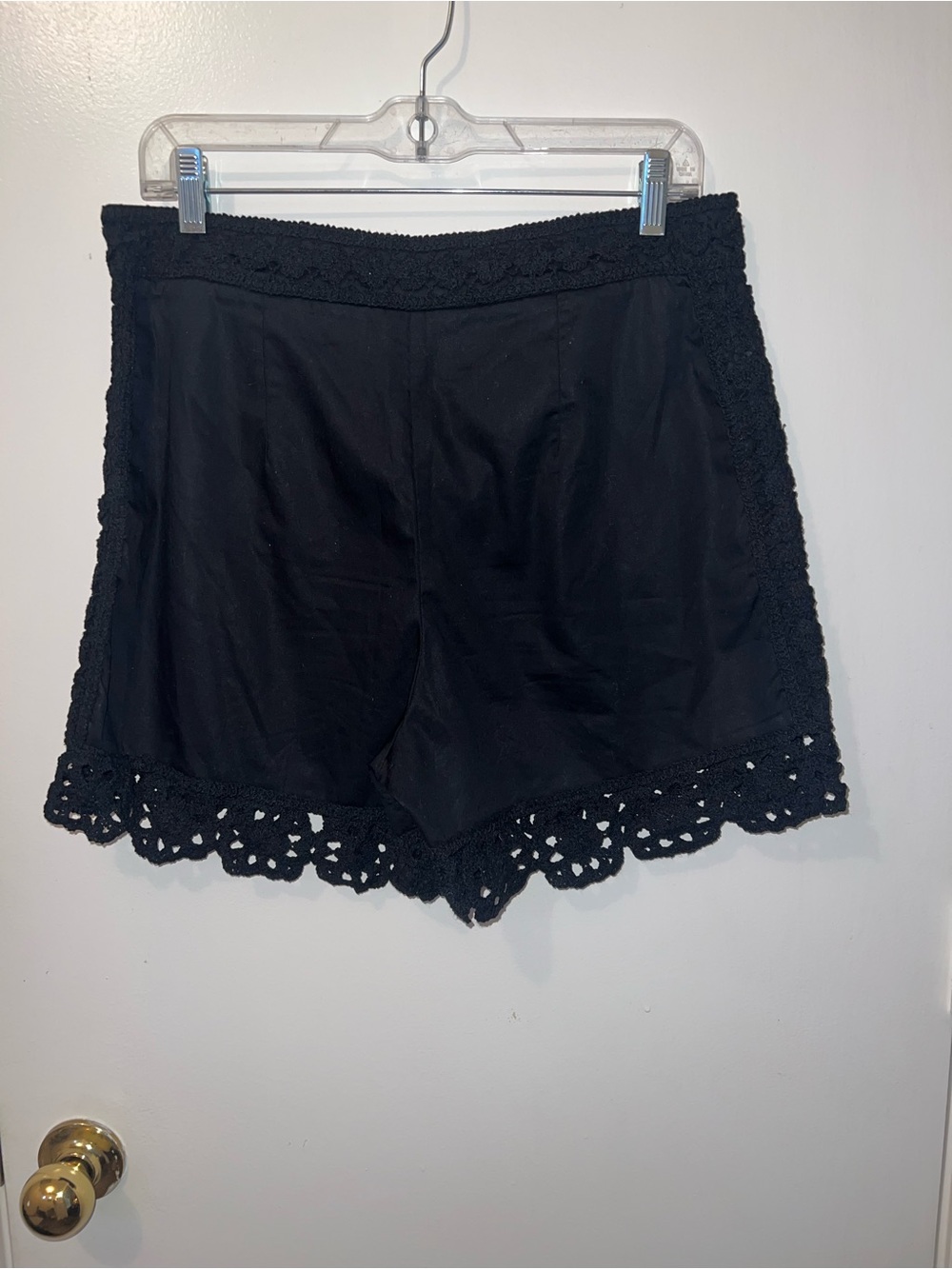 Boston Proper Black Crochet-Trim Pull-On Shorts